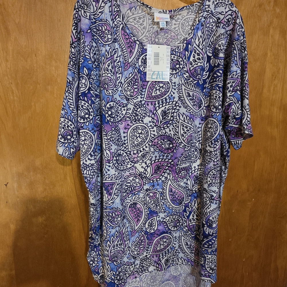 LuLaRoe Paisley Tunic in Purple and Blue